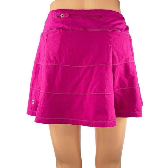 Lululemon Pace Rival Pink Mid Rise Athletic Tennis Mini A-Line Skort Skirt Sz 12 - Picture 3 of 4